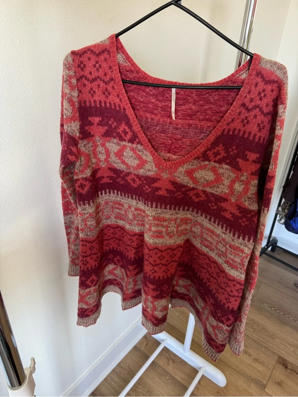Free People Tribal sweater flared hem Medium